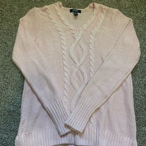 chaps pink sparkled knit sweater